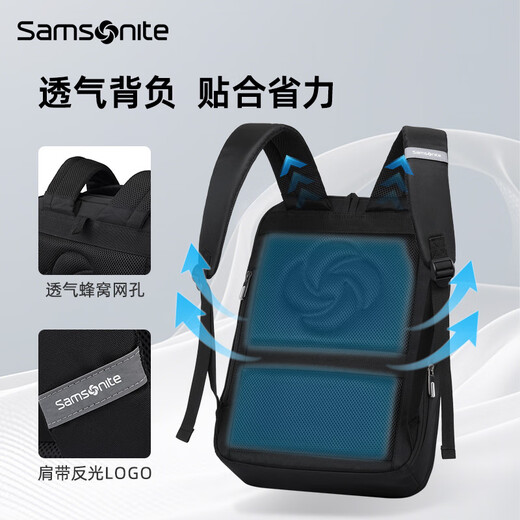 Samsonite backpack computer bag for men 16-inch large capacity backpack antibacterial schoolbag business travel bag casual