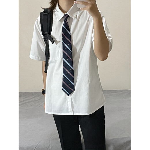 
Zhaixing Youth Japanese College Style Shirt Men's Short Sleeve Summer Thin DK Uniform Students' Variety Casual Tie White Shirt Long Sleeve White Shirt + Trousers XL
