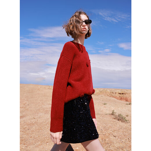 Sancai 2025 Spring New Retro High Waist Skirt Velvet Sequin Skirt Small A Skirt Slim Women