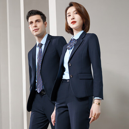 Purple charm autumn and winter business suits for men and women 4S shop formal wear property work clothes high-end sales department suits temperament workwear navy blue (single-piece women's suit) M