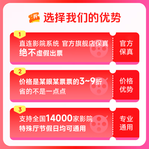 Yingdiandiandeixianjin makes movie tickets online and redeems coupons for group purchases with no threshold discounts. Online seat selection. Refundable if not used. Available for 25 yuan per person. Redemption limited to 1 time.