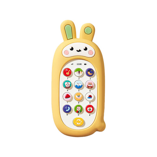 Mobiltelefone für Kinder können von Babys frühe Bildung 01 Jahre alt 2 Baby Simulationsmodell Musik Telefon gelber Kaninchen + Saugnapfbecher 3 [Akkuversion