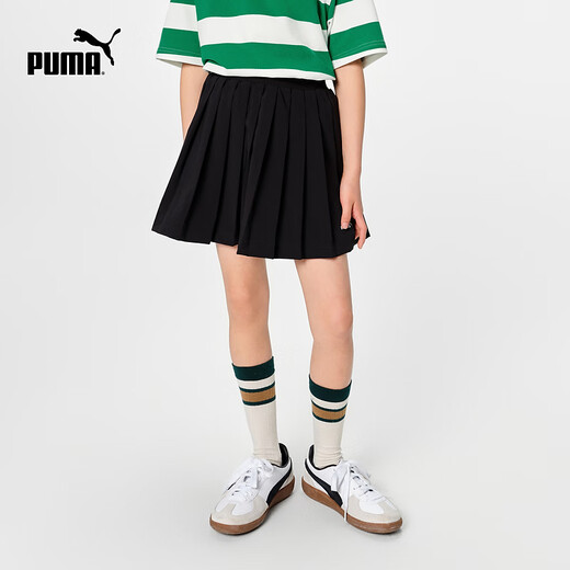 PUMA official authentic new children's summer short skirt fashionable pleated skirt moisture absorption and quick drying black 90001 140