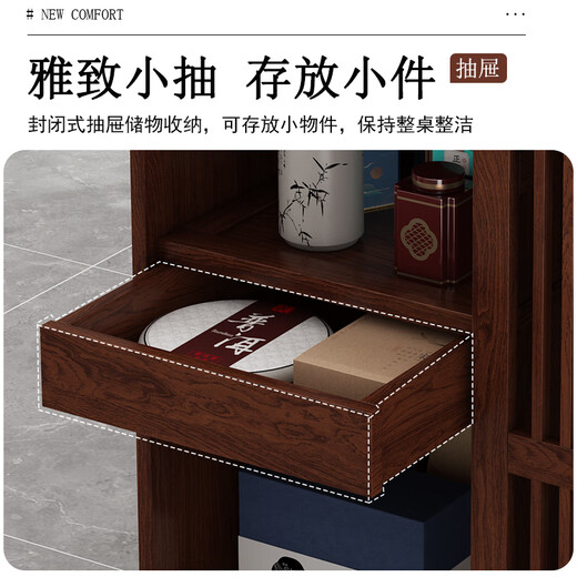 Tao Mengju solid wood Chinese-style mobile tea table household small tea table living room tea cart balcony tea table cabinet kettle integrated tea cabinet