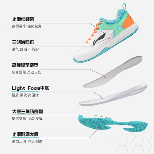 Li Ning (LI-NING) badminton shoes men and women rocket shoes 1.0 competition training shoes table tennis tennis shoes floor flight