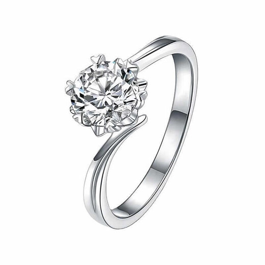Centenary-old Fenxiang pt950 platinum twisted arm snowflake diamond ring one carat six-claw moissanite diamond ring proposal order 50 minutes ladies size 8 1 piece