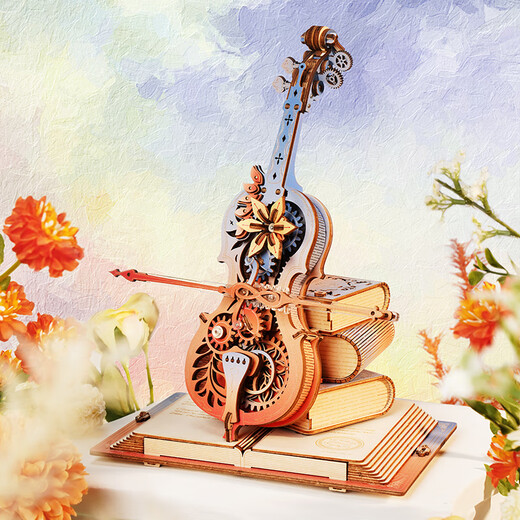 Ruo-State Ferris Wheel Qimeng Cello Music Box Music Box Building Blocks Children's Toys Diy Puzzle Birthday Gift Girls
