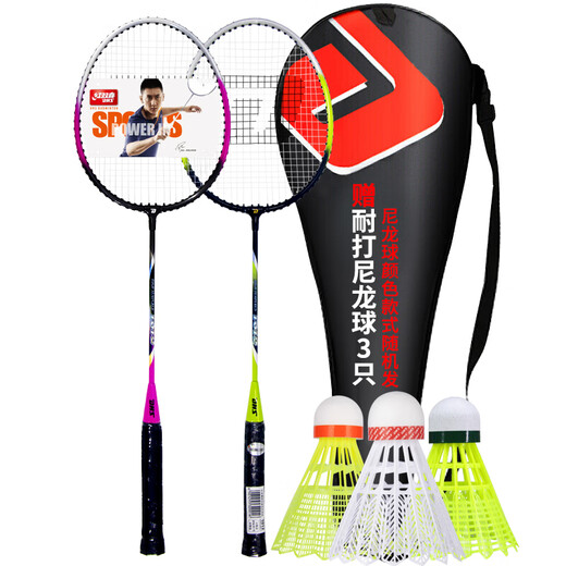 红双喜（DHS）羽毛球拍对拍套装含球训练比赛成人儿童学生防磨羽拍2支双拍