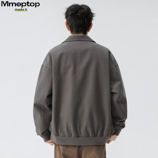 
MMOPTOP American pure cotton retro lapel work jacket spring and autumn men's versatile functional jacket MJK03 dark gray XL