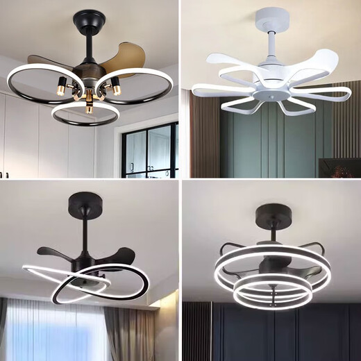 XMSJ Nordic Fan Light 2024 Neues stillen Hauptschlafzimmer-Restaurant Deckenleuchter Licht Haushalt integrierte Kronleuchter modern
