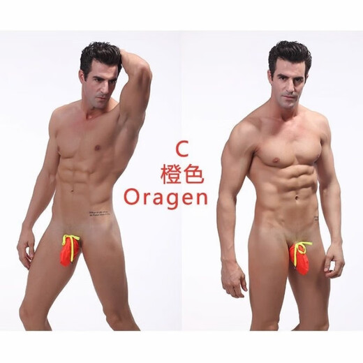 Sao0 European and American men's beltless pants solid color gay sexy pants thong low waist tight fitness sports bed temptation white L