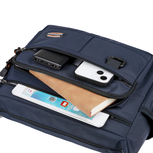 An Junsheng 2025 new thickened Oxford tool bag large capacity waterproof electrician tool bag multi-layer men's casual shoulder bag large new thickened Oxford 3518 flat ring black