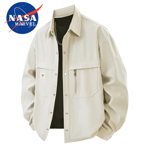 NASA MARVEL夹克男士春秋季潮牌美式男装休闲户外长袖翻领工装上衣 黑色 L 
