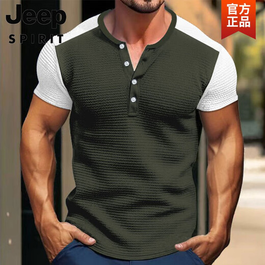 Jeep Spirit Workswear American rétro lourd poids confortable Henry Shirt ami kaji à manches courtes fitness dure