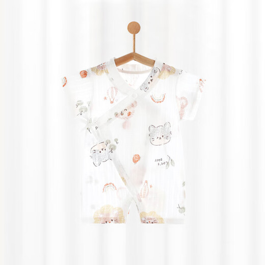 [Belleyi Summer Crawler] Baby Summer Onesie Algodón puro Algodón puro Ropa de lana de manga recién nacida, todos tus deseos se hacen realidad [6636] 80cm