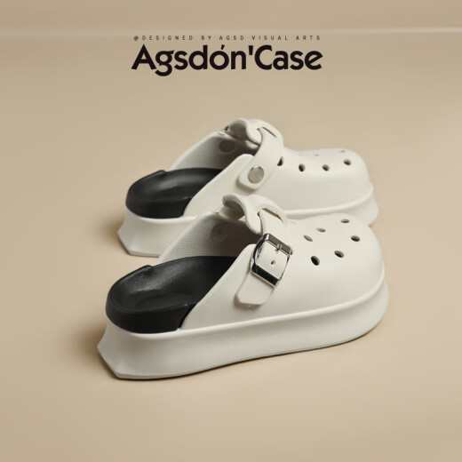
Aogu Shiden thick-soled hole shoes for women 2025 spring and summer new style for women wearing soft sole comfortable beach slippers simple tow LDN6210 simple white 39-40