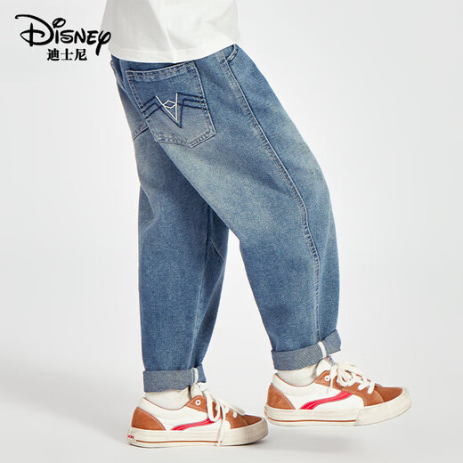 Disney Boys Jeans Spring Children's Coumter Color Line Broidered Casual Casualsers Might Kilds's Fashionable and Eleging Boys Children's Clothes Trend de Denim Bleu 110 cm