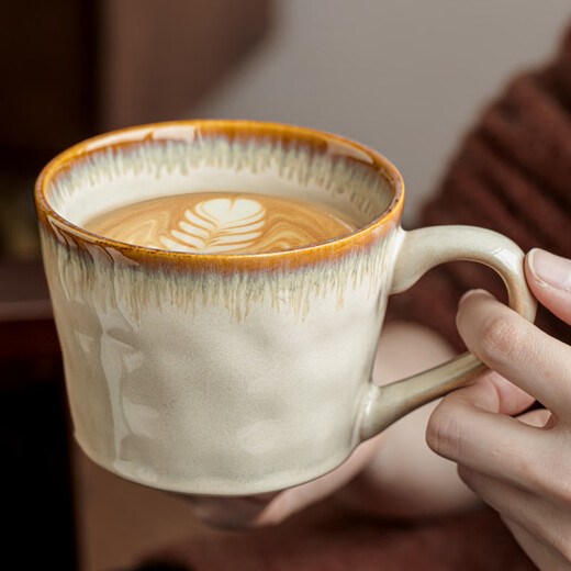 Youcci Yunsu Beautiful Cup Water Pattern Mug Featured Ceramic Milk Cup Personalized Coffee Cup Valentine's Day Gift for Women Yunsu Brown-Water Wave V-shaped Cup