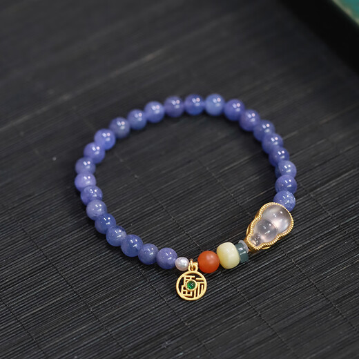 Shiyi Natural Single Circle Bracelet Ocean Heart Crystal Bracelet Tanzanite Handmade DIY Bracelet 5.5mm Jewelry Gift 14cm