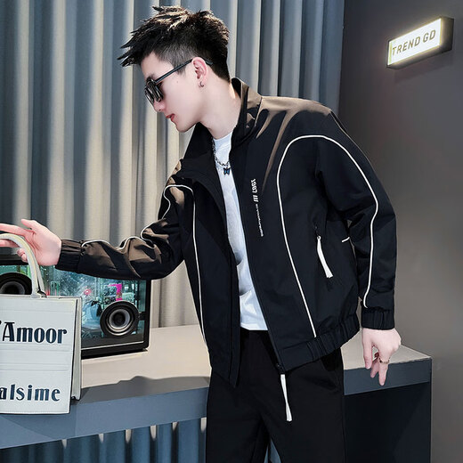 Jason's high-end thickened jacket men's spring, autumn and winter trendy brand handsome plus velvet jacket men's casual top 2025 new A343-JK204 orange (regular style) XL (125-145Jin Jin equals 0.5 kg)