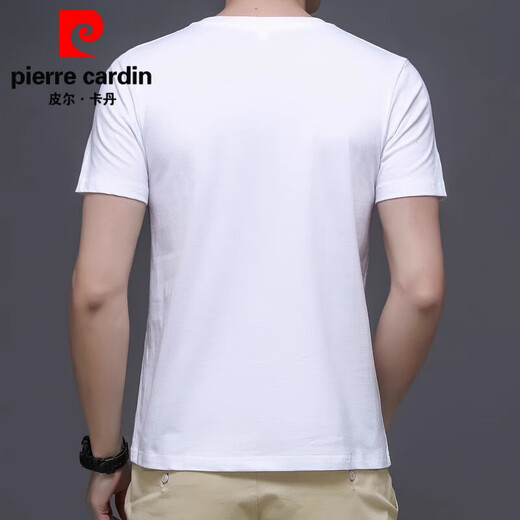 
Pierre cardin pure cotton short-sleeved T-shirt for men in summer new round neck Xinjiang cotton white t-sleeved men's base T-shirt for men men's white Q7018 L suitable for 120-140Jin [Jin equals 0.5 kg]