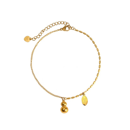 Library chooses 18K rose gold lucky gourd bracelet for women summer 2023 new golden good luck gold bracelet 18K gold gourd bracelet