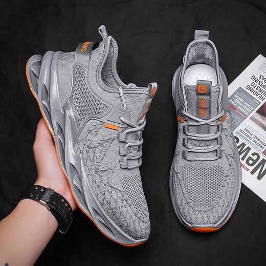 
2025 new casual shoes men's breathable thin shoes men's trendy mesh shoes sports shoes running shoes blade shoes black red 45