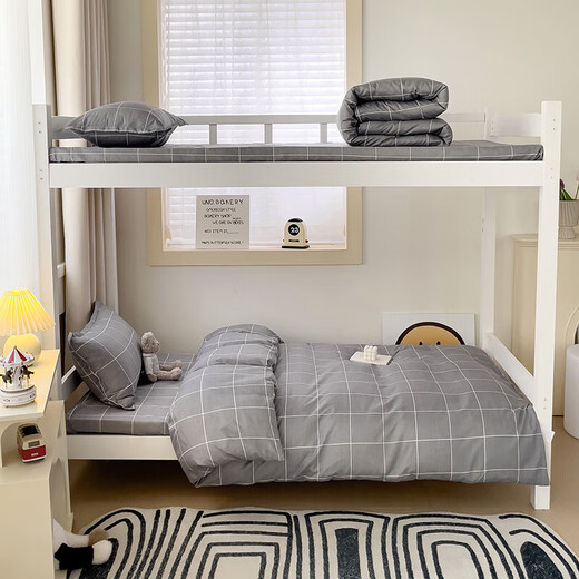 Student dormitory bunk bed three-piece set skin-friendly brushed quilt cover sheets and pillowcases home four-piece set Norway single bed three-piece set quilt cover 150*200cm