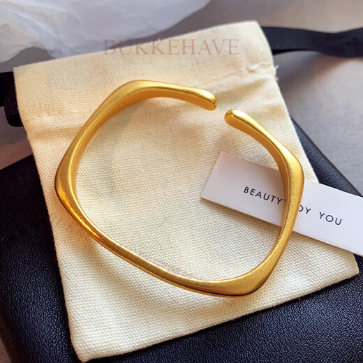 BUKKEHAVE gold-plated silver simple ancient bracelet bracelet light luxury niche exquisite open bracelet women's model 2025 new hand jewelry horseshoe bracelet 32 grams
