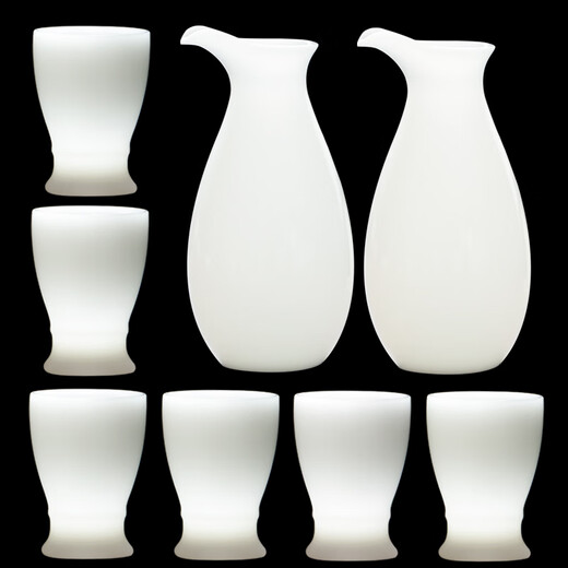 Su's Ceramics Ice Jade Porcelain Wine Set Ceramic White Wine Cups 2 Pots 6 Cups High-end Gift for Friends