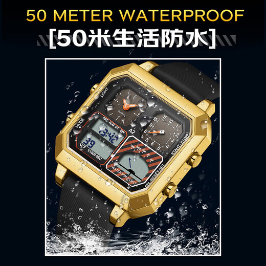 OFNS [Schulsaison] Electronic Watch Wecker Luminous Multifunktionaler Sportwaterierter Wachungsgeburtstagsgeschenk S6210. Schwarz Silber