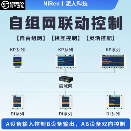 Niren Electronics (Niren) 1 to 1 1 to many many to 1 many to many network relay network control TCP-KP-I8O8 (with 12V power supply)