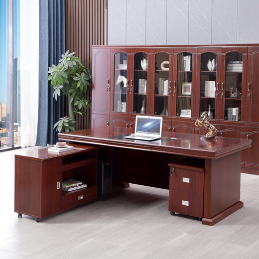 Rulan boss desk office desk and chair combination simple modern high-end office executive desk executive desk president desk single table + small deputy cabinet 1.6 meters