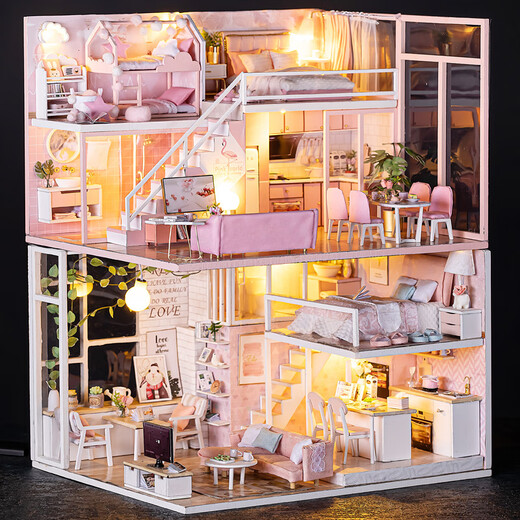 Jugar a la casa TOMA COCENIENCIA Tienda de la niña para niños Princesa Regalo de cumpleaños Mini Mini Simulación Simulación Villa Baby Time + Light + Hool Glue + Cover