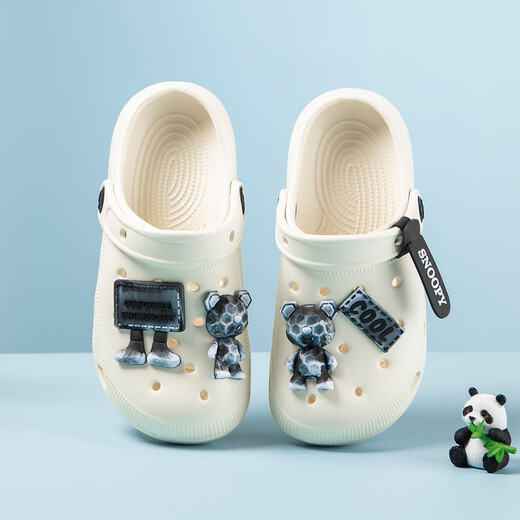 SNOOPY Snoopy Children's Shoes Children's Hole Shoes Boys and Girls Beach Drag Cartoon Garden Shoes 1105 White 32