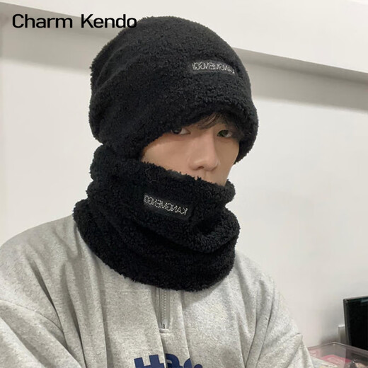 
Charm Kendo official website hat men autumn and winter plus velvet thickened warm scarf riding outdoor men pull-out hat birthday gift for boyfriend dark gray