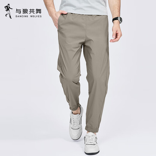 Baile con el lobo [tres defensas] Pantalones casuales de secado rápido para hombres de la cintura elástica de 2025 Summer NUEVA CONTRUTADOR JUVENTER PITURADORES 4005 Caki 701 S (165)