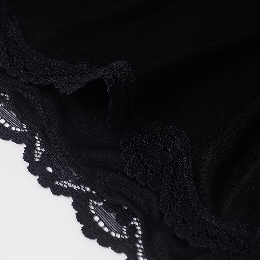 Sous-vêtements en soie mince sibérienne pour les femmes 100% de mûrier de soie de mûrier en dentelle sexy pantalon boxeur respirant de grande taille noire foncé 3884 m [poids de référence 90 ~ 105 Jin [Jin est égal à 0,5 kg]]]