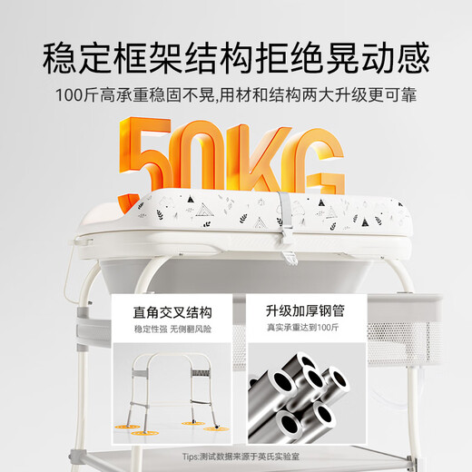 英氏儿尿布台婴儿护理台多功能可移动宝宝换尿布带浴盆抚触台 豪华版浴盆+尿布台二合一+隔尿垫