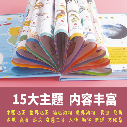 小儒童幼儿童看图认物学英语小百科动物地图手指点读有声书双语早教挂图 小百科+地图双语认物点读机 usb充电