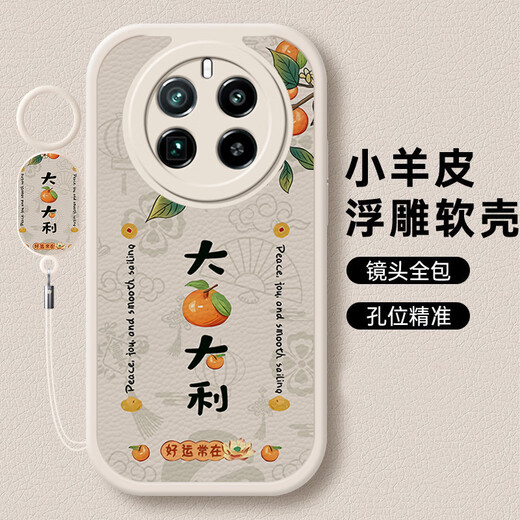 Bai Puda [Hot-selling in China] All realme Realme Gt5pro mobile phone case RMX3888 text soft silicone lambskin anti-slip full cover corner protection 360 airbag lanyard white [PW12 persimmons and persimmons] lambskin Realme GT5PRO