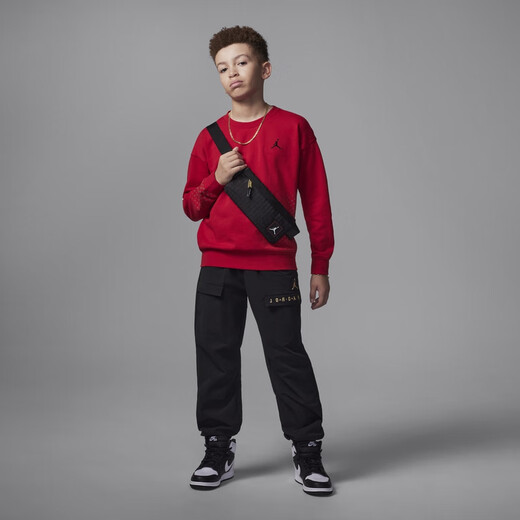 
Nike (NIKE) Jordan official Nike Jordan New Year Transformation Series Boys Big Children Knitted Pattern Top IF3740 687 Fitness Red 135 (XS)