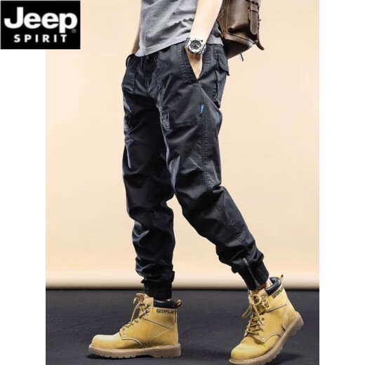 Jeep Spirit Pantalones casuales para hombres Spring 2025 NUEVO Deportes Funcionales Funcionales Atendas Foot Black Long Pants Men JP679-Khaki 29 [sugerido 110-120Jin [Jin equivale a 0.5 kg]]