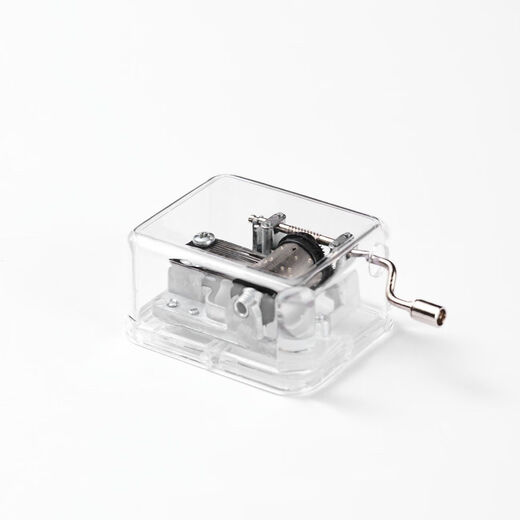 Transparent hand-cranked mini music box, Sky City Music Box, creative birthday gift for boys and girls, musical instrument toy, hand-cranked - silver - happy birthday