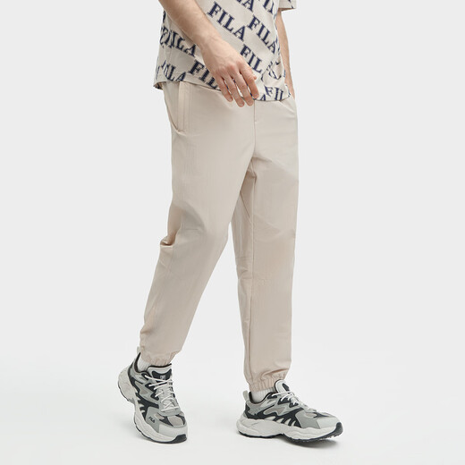 FILA Men's Men's Sports Pants Men's Fashion Casual Basic Cuffed Versatile Leg Pants Woven Trousers Milk Brown XL