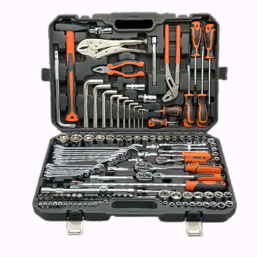 Auto repair tool set, socket wrench, ratchet repair combination, multi-functional full tool box for car repair, 142-piece 24-tooth straight handle set for auto repair