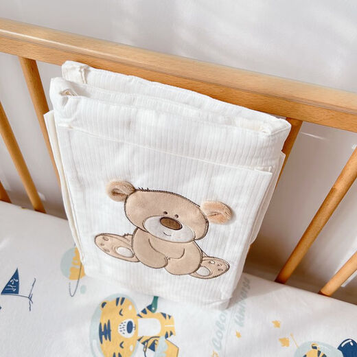 Kezhitu Pure Cotton Crib Storage Bag Hanging Bag Baby Bett Kopf Windeln Windeln Windeln auf der Bettseite des Bettschatzbärs (reines Baumwollsticker)