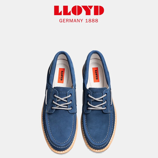 利来（LLOYD）走秀款德国进口男鞋牛皮商务休闲系带单鞋标准楦平底14082断码42 蓝色 42