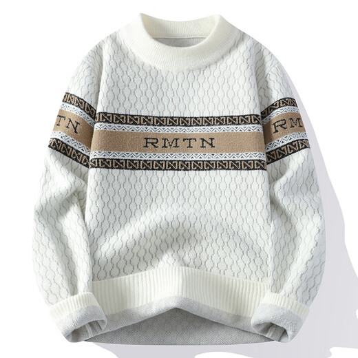
Dragon peach soft glutinous mink sweater for men in autumn and winter thickened plush half turtleneck base knit sweater for men keep warm 9905 white about 120-135 Jin [Jin equals 0.5 kg] can be worn XL