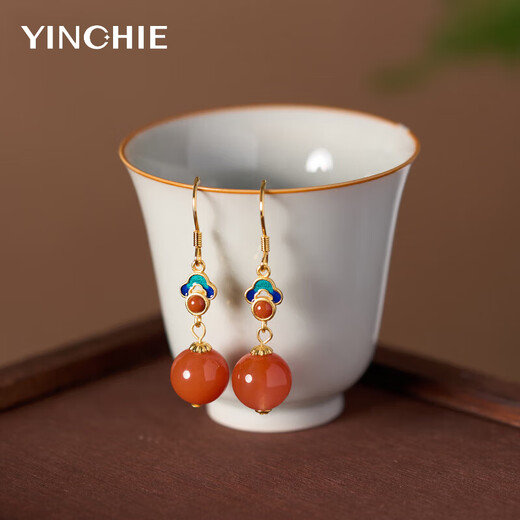 Gin Qianhui sterling silver southern red agate earrings for women, high-end earrings, earrings, earrings, birthday gifts for girlfriends and mothers, Xiangyunnan red earrings + seven warehouse delivery/next day delivery, birthday gifts for girls/exquisite gift boxes/with jewelry certificates